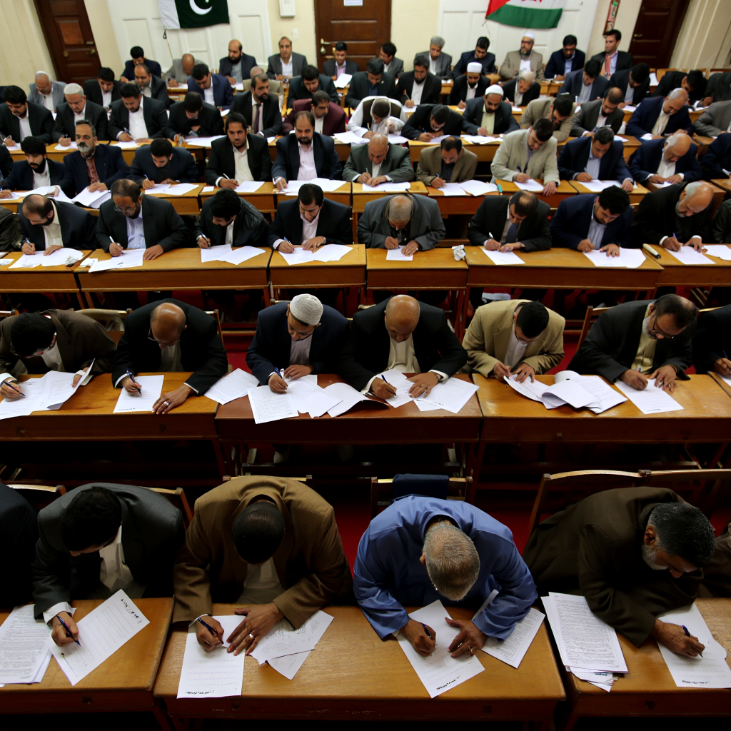 Citizens signing petitions (faces not visible)